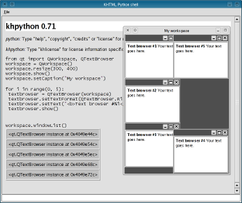 Using khpython for GUI development and prototyping