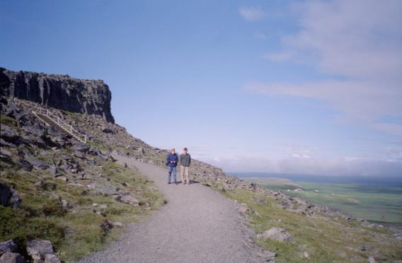 Dave and Gordon in front of Borgarvirki - the fortress