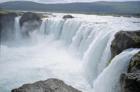 The view across the waterfalls at Goafoss