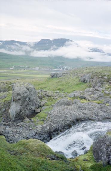 View over the river to mountains