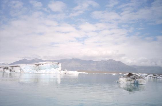 A broken iceberg (which broke while we were there) exposing blue ice